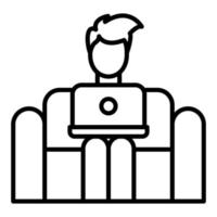 Working on Couch Line Icon vector