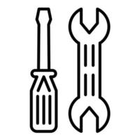 Screwdriver and Wrench Line Icon vector