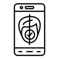 Mobile Face Scan Line Icon vector