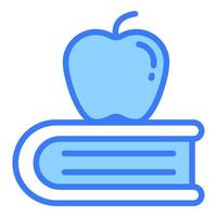 apple on book vector flat icon, school and education icon