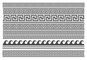 marcos sin costuras de estilo griego. conjunto de bordes geométricos. patrón de ornamento vectorial. elementos de decoración mediterráneos vector