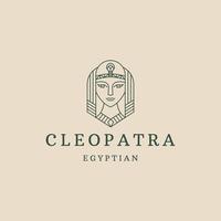Cleopatra queen of egypt line style logo icon design template flat vector