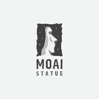 estatua de monolito moai en vector plano de plantilla de diseño de icono de logotipo de isla de pascua