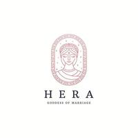 Hera the ancient Greek Queen of the Gods, and the goddess of marriage logo icon design template flat vector