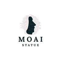 Moai monolith statue in Easter Island logo icon design template flat vector