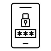 Mobile Password Line Icon vector