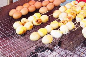 Toasted eggs on the stove photo