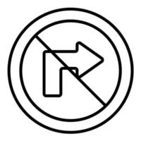 No Right Turn Line Icon vector