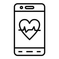 Mobile Heart Rate Line Icon vector