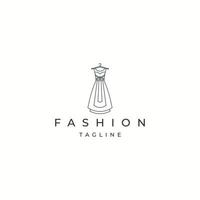 vector plano de plantilla de diseño de icono de logotipo de vestido de moda femenina