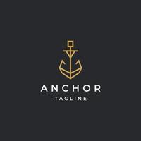 Luxury anchor gold logo icon design template flat vector