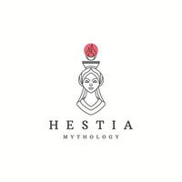 hestia la diosa virgen griega antigua del icono del logotipo del hogar plantilla de diseño estilo de línea vector plano