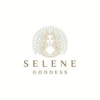 Selene goddess of the moon greek  mythology. women beauty logo icon design template flat vector