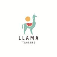 vector plano de plantilla de diseño de icono de logotipo de animal de llama o alpaca