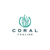 vector plano de plantilla de diseño de icono de logotipo de coral