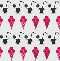 Drink and ice-cream seamless pattern background vector illustration