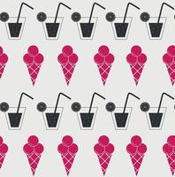 Drink and ice-cream seamless pattern background vector illustration