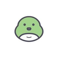 Cute animal face character turtle face with minimalist monoline flat design illustration vector
