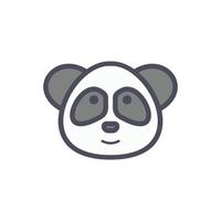 Cute animal face character panda face with minimalist monoline flat design illustration vector