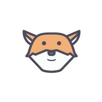 Cute animal face character fox face with minimalist monoline flat design illustration vector
