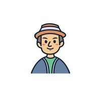 Cute boy with hat children face portrait flat illustration for profile picture vector