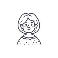 Cute girl children face with short hair portrait flat illustration for profile picture vector