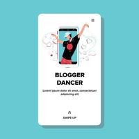 bailarina bloguera bailando en el vector de pantalla del teléfono inteligente