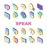Speak Conversation And Discussion Icons Set Vector