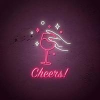 Neon Cheers signboard. Wine Tasting annual event or party concept. vector