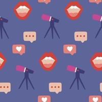 Podcast seamless pattern. Background for blogging, vlogging and live streaming. vector