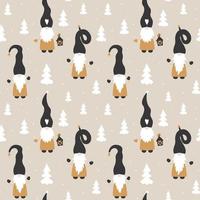 Christmas seamless patterns with cute gnomes. vector
