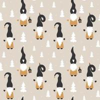 Christmas seamless patterns with cute gnomes. vector