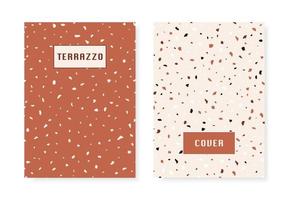 2 covers with terrazzo flooring imitation pattern. Abstract geometric shapes background. vector