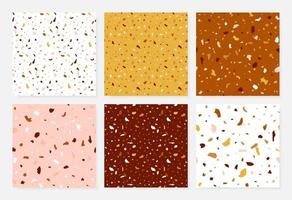 Set of terrazzo seamless patterns. Modern print collection. vector