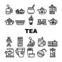 Tea Healthy Drink Collection Icons Set Vector