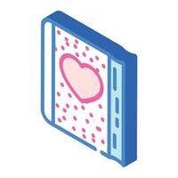 fluffy diary with heart isometric icon vector illustration