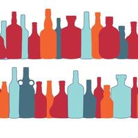 vector, ilustración, silueta, alcohol, botella, seamless, patrón vector