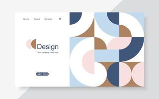 Vector horizontal banner with simple geometric forms in trendy bauhaus style.