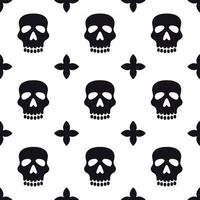 Seamless pattern with skulls. Black and white print. vector