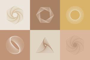 Set of abstract twisted shapes. Simple linear icons for logo, emblem, branding vector