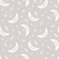 Boho seamless pattern with crescent, star and floral elements. vector