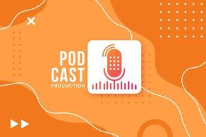 Abstract banner for a podcast. Studio microphone button vector