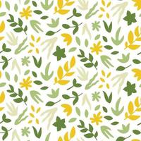 Seamless pattern with leaves. Bright spring print with hand drawn plants. vector