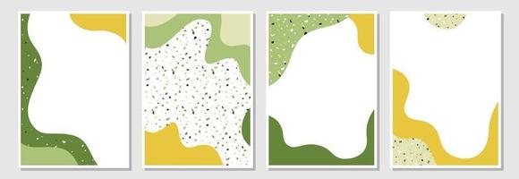 Set of Modern templates with liquid shapes and terrazzo texture. vector