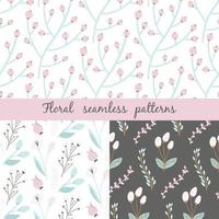 Set of floral seamless pattern. Seamless pattern vector