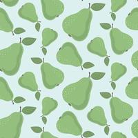 Seamless pattern with  green pears on blue background. Vector print for fabric, wrapping, textile, wallpaper.