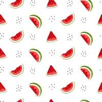 Bright seamless pattern with watermelon slices and seeds. Vector background. Colorful summer print for wallpaper, backdrop, fabric, etc.