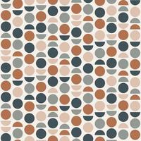 Abstract geometric wallpaper with semi circles and circles. Seamless vector pattern in scandinavian style.