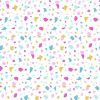 Abstract seamless pattern in terrazzo style. Bright summer color. Vector background. Print for wallpaper, backdrop, fabric, etc.