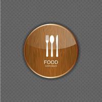 Food and drink wood application icons vector